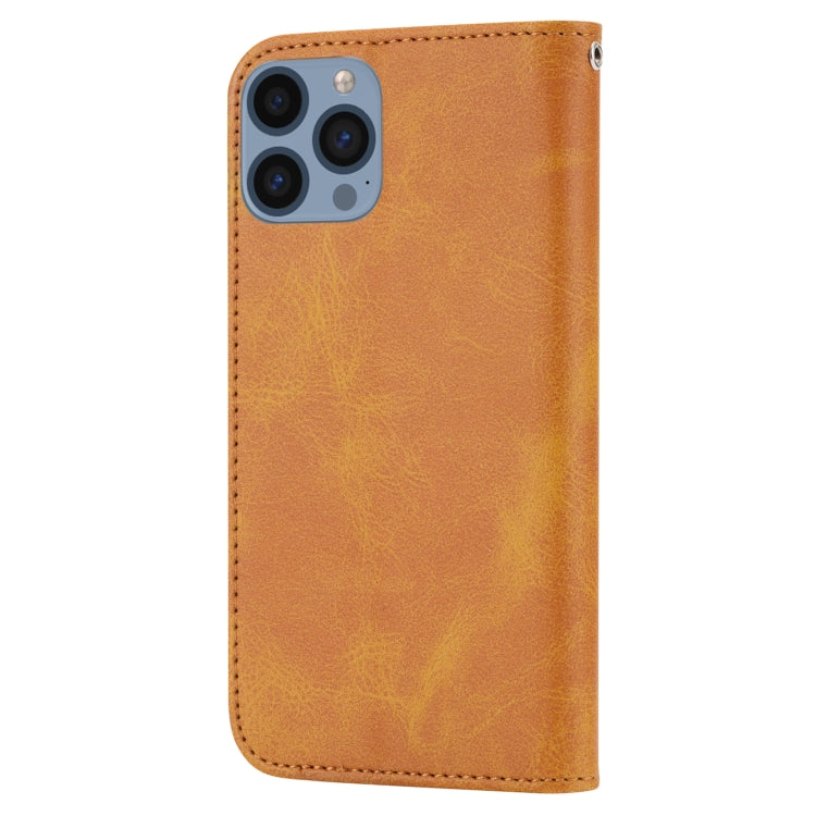 For iPhone 14 Pro Max Cubic Grid Calf Texture Magnetic Closure Leather Phone Case