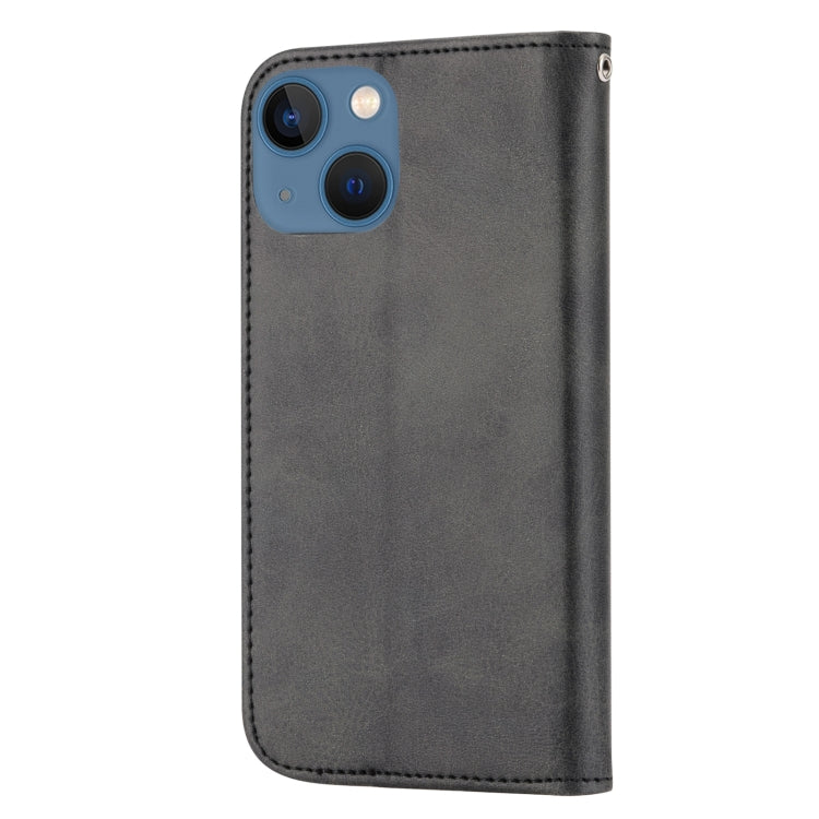 For iPhone 13 mini Cubic Grid Calf Texture Magnetic Closure Leather Phone Case