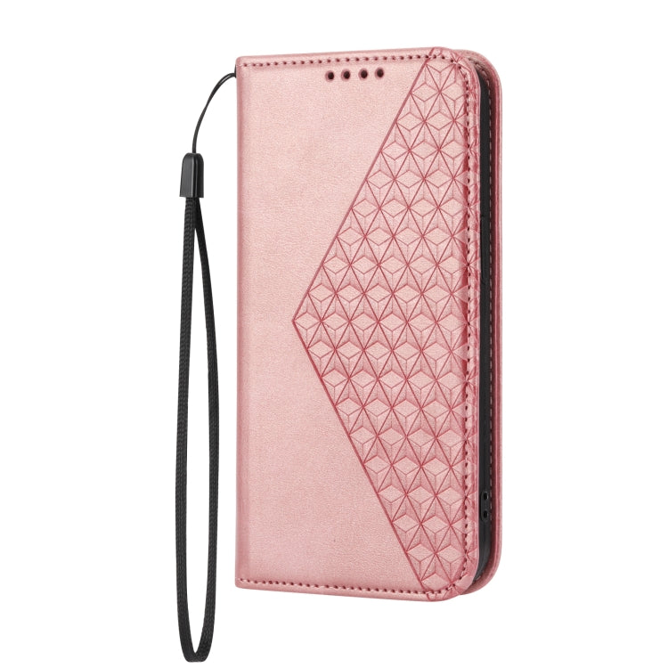 For iPhone 13 Pro Cubic Grid Calf Texture Magnetic Closure Leather Phone Case
