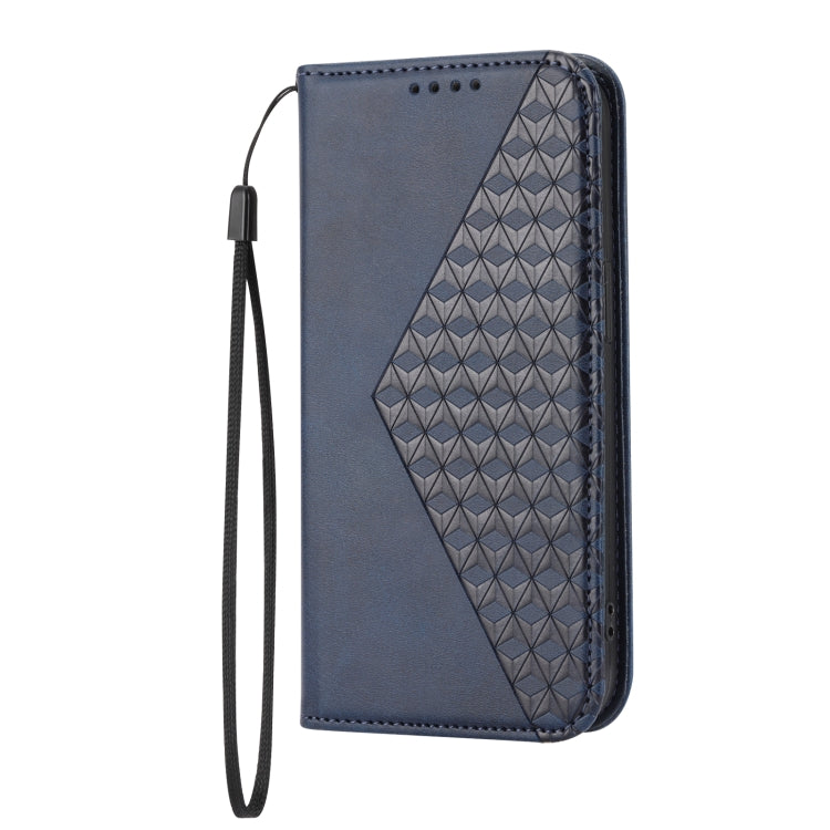 For iPhone 13 Pro Cubic Grid Calf Texture Magnetic Closure Leather Phone Case