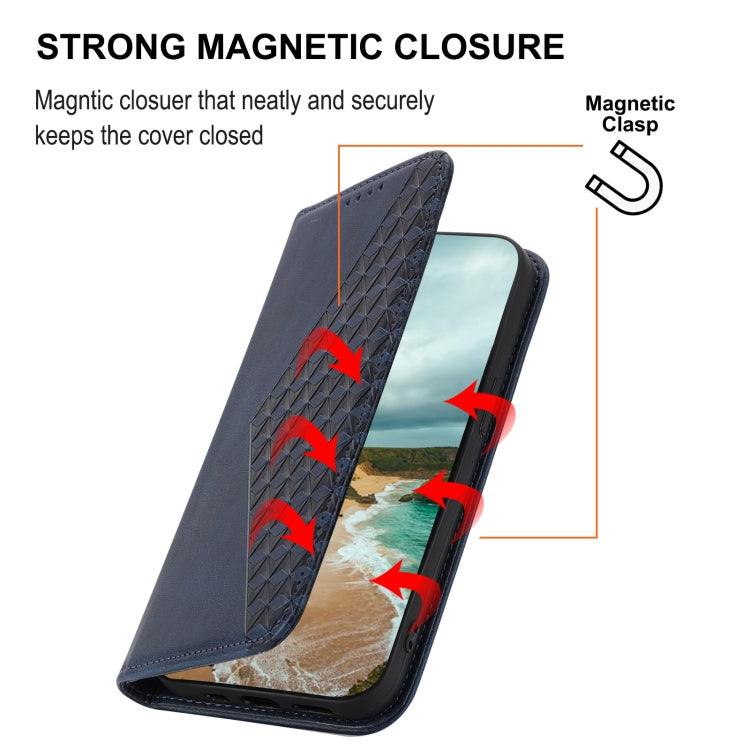 For iPhone 13 Pro Cubic Grid Calf Texture Magnetic Closure Leather Phone Case