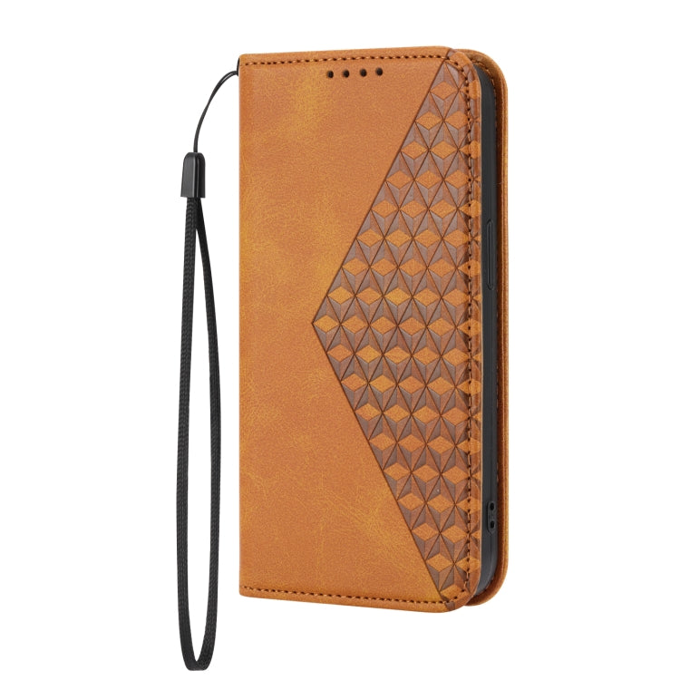 For iPhone 13 Pro Cubic Grid Calf Texture Magnetic Closure Leather Phone Case