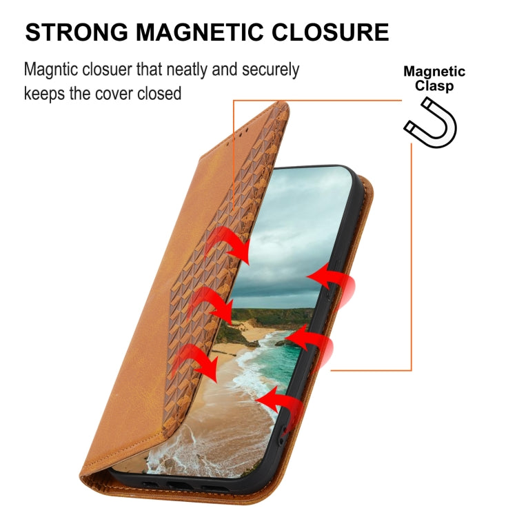 For iPhone 13 Pro Cubic Grid Calf Texture Magnetic Closure Leather Phone Case