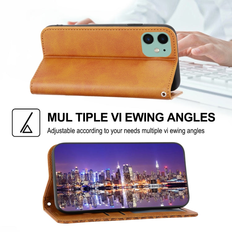 For iPhone 12 mini Cubic Grid Calf Texture Magnetic Closure Leather Phone Case