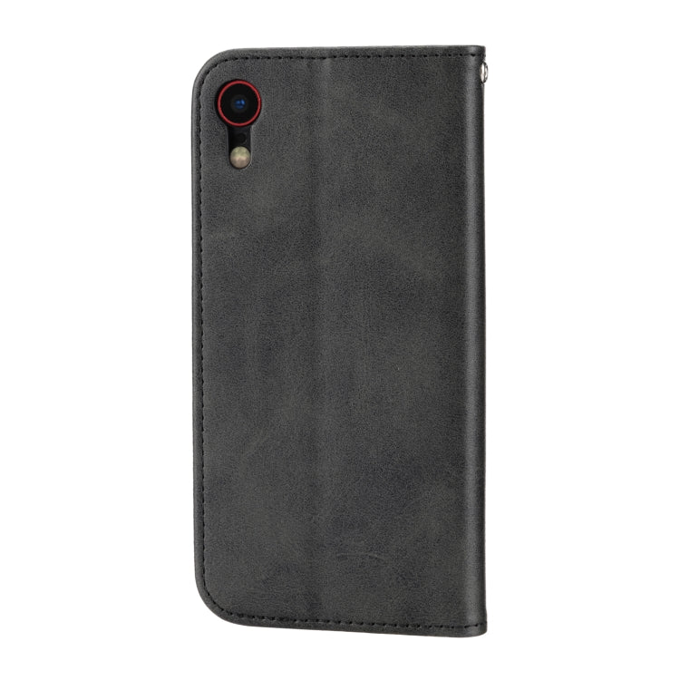 For iPhone XR Cubic Grid Calf Texture Magnetic Closure Leather Phone Case