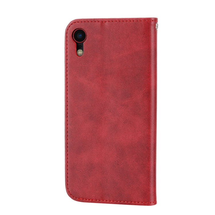 For iPhone XR Cubic Grid Calf Texture Magnetic Closure Leather Phone Case