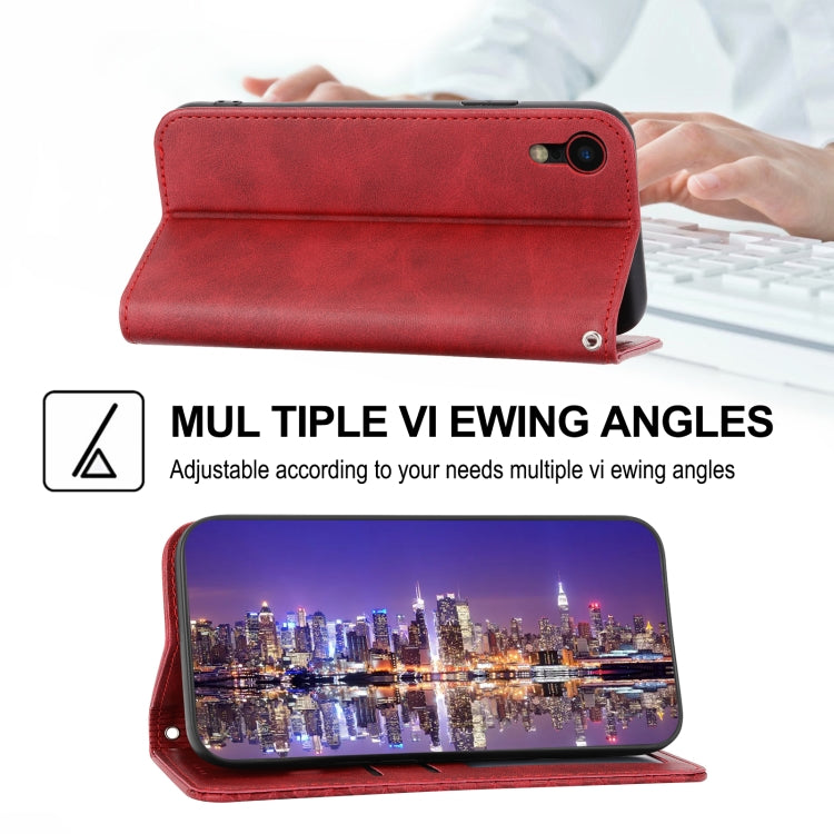 For iPhone XR Cubic Grid Calf Texture Magnetic Closure Leather Phone Case