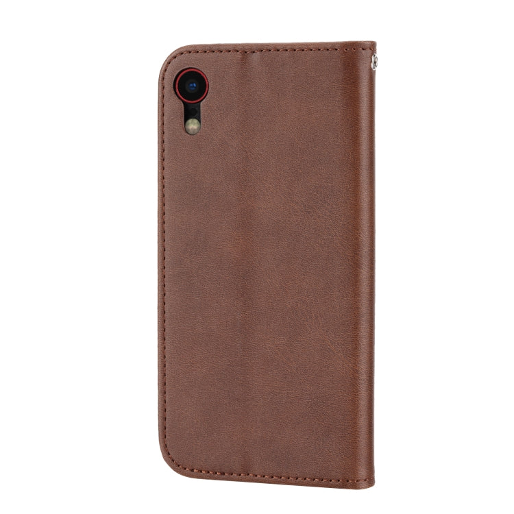 For iPhone XR Cubic Grid Calf Texture Magnetic Closure Leather Phone Case