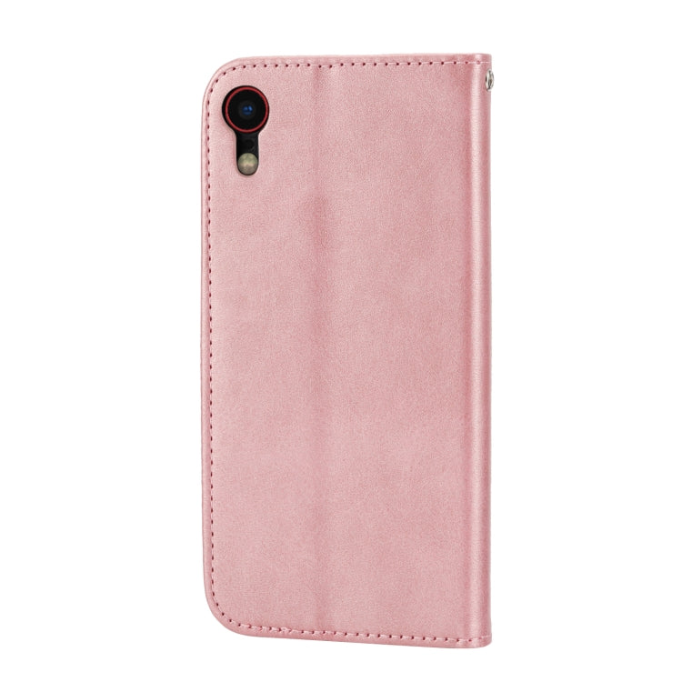 For iPhone XR Cubic Grid Calf Texture Magnetic Closure Leather Phone Case