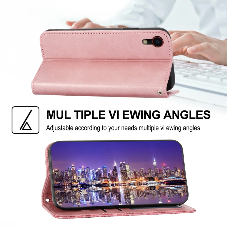 For iPhone XR Cubic Grid Calf Texture Magnetic Closure Leather Phone Case