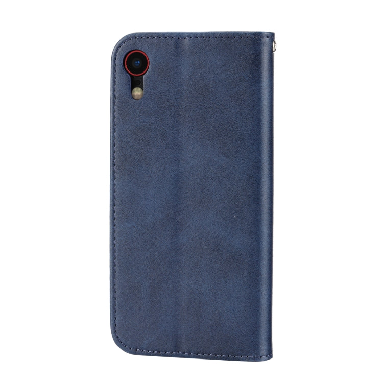 For iPhone XR Cubic Grid Calf Texture Magnetic Closure Leather Phone Case