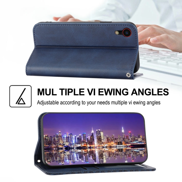 For iPhone XR Cubic Grid Calf Texture Magnetic Closure Leather Phone Case