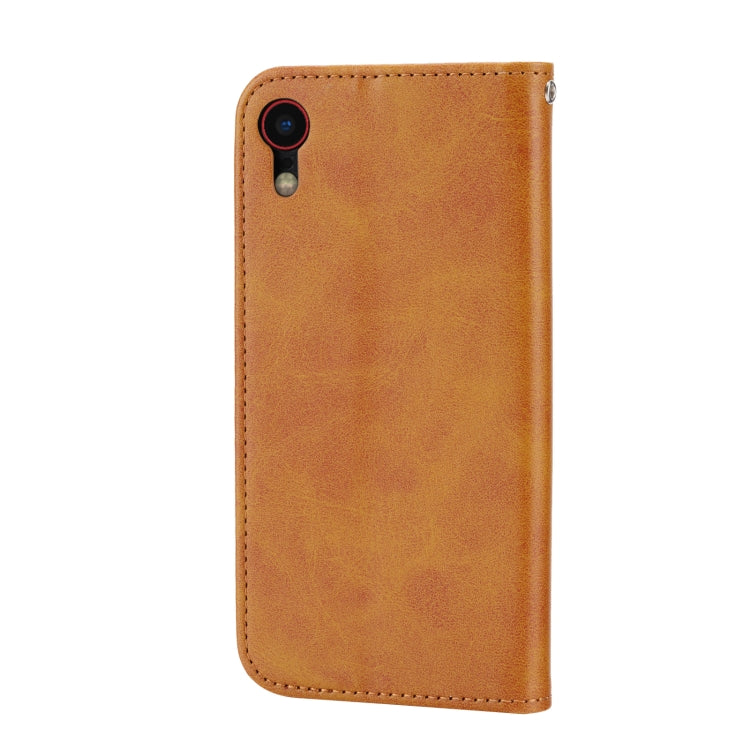 For iPhone XR Cubic Grid Calf Texture Magnetic Closure Leather Phone Case