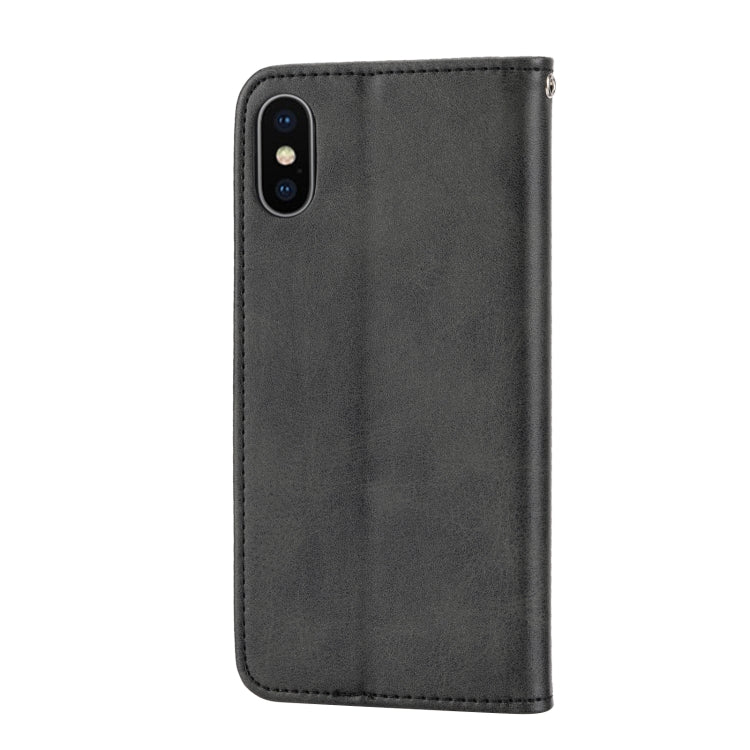 For iPhone XS Max Cubic Grid Calf Texture Magnetic Closure Leather Phone Case