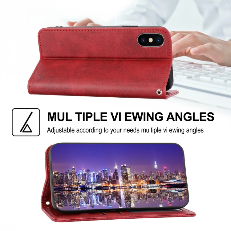 For iPhone XS Max Cubic Grid Calf Texture Magnetic Closure Leather Phone Case