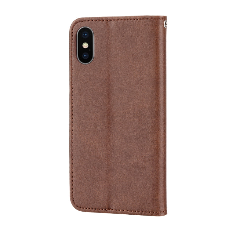 For iPhone XS Max Cubic Grid Calf Texture Magnetic Closure Leather Phone Case