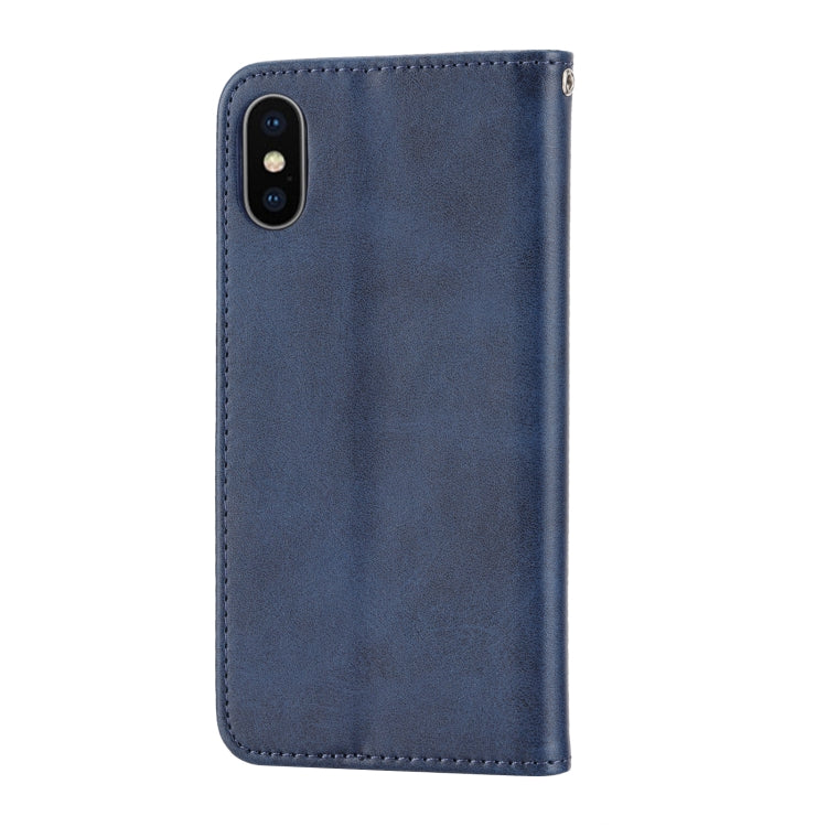 For iPhone XS Max Cubic Grid Calf Texture Magnetic Closure Leather Phone Case