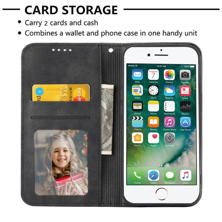 For iPhone SE 2022 / SE 2020 / 7 / 8 Cubic Grid Calf Texture Magnetic Closure Leather Phone Case