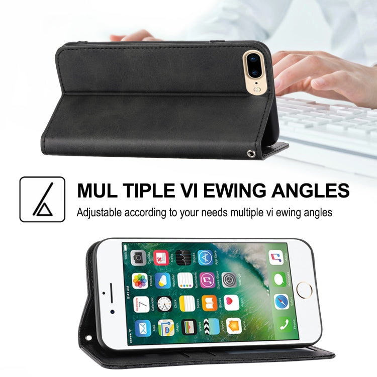 For iPhone SE 2022 / SE 2020 / 7 / 8 Cubic Grid Calf Texture Magnetic Closure Leather Phone Case