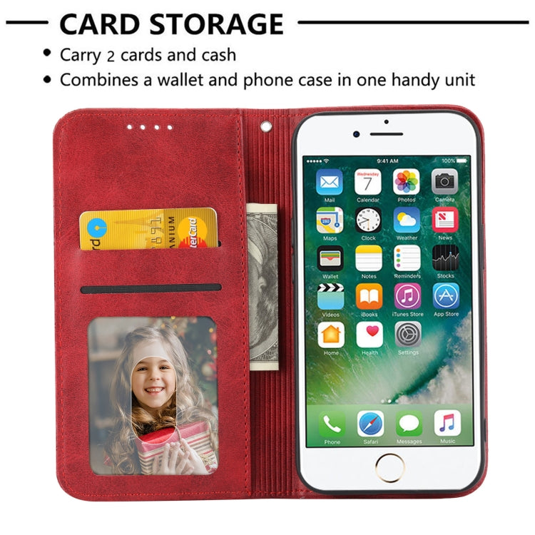 For iPhone SE 2022 / SE 2020 / 7 / 8 Cubic Grid Calf Texture Magnetic Closure Leather Phone Case
