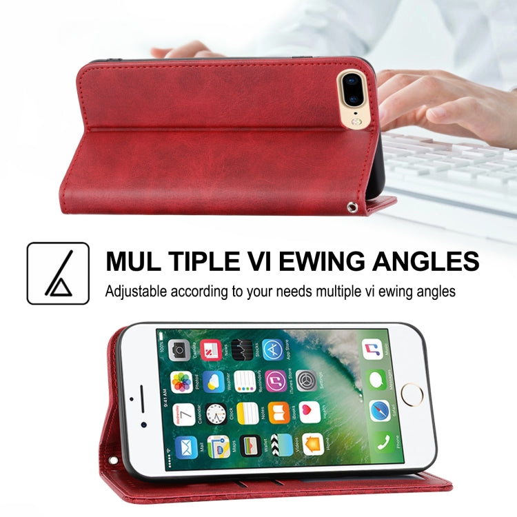 For iPhone SE 2022 / SE 2020 / 7 / 8 Cubic Grid Calf Texture Magnetic Closure Leather Phone Case