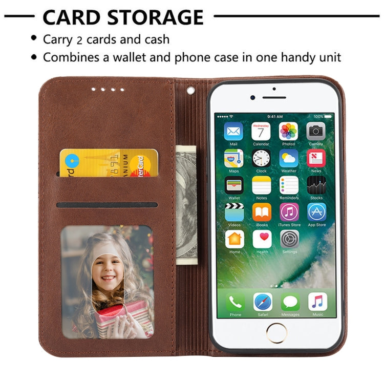For iPhone SE 2022 / SE 2020 / 7 / 8 Cubic Grid Calf Texture Magnetic Closure Leather Phone Case