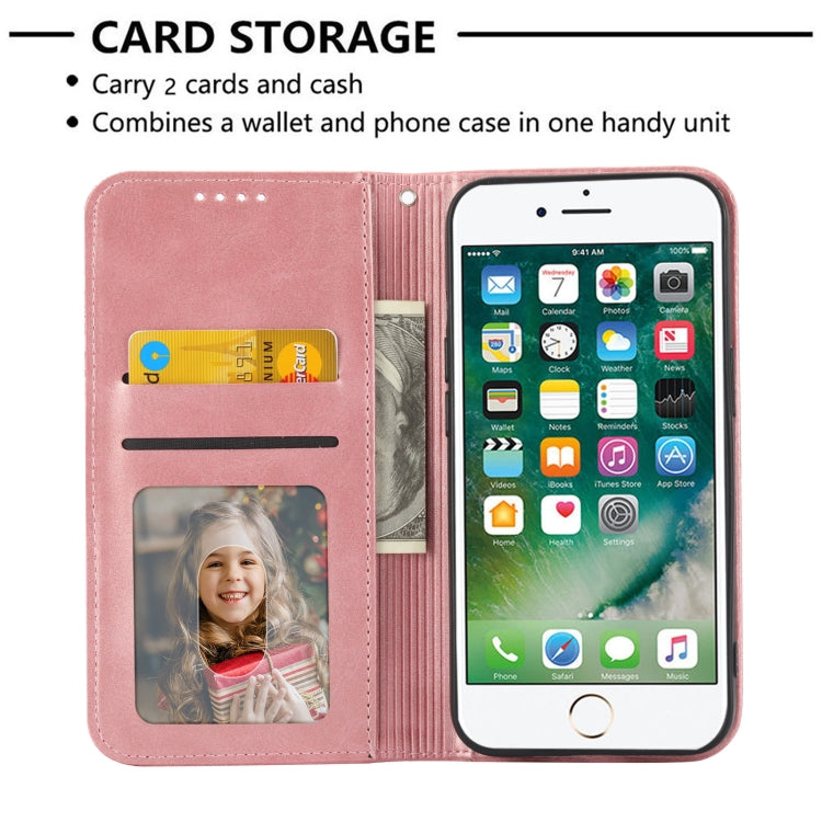For iPhone SE 2022 / SE 2020 / 7 / 8 Cubic Grid Calf Texture Magnetic Closure Leather Phone Case