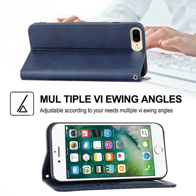For iPhone SE 2022 / SE 2020 / 7 / 8 Cubic Grid Calf Texture Magnetic Closure Leather Phone Case