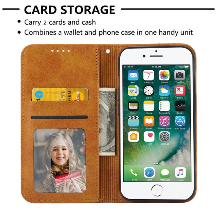 For iPhone SE 2022 / SE 2020 / 7 / 8 Cubic Grid Calf Texture Magnetic Closure Leather Phone Case