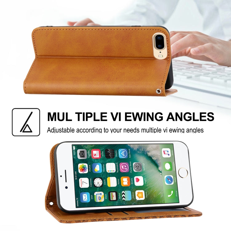 For iPhone SE 2022 / SE 2020 / 7 / 8 Cubic Grid Calf Texture Magnetic Closure Leather Phone Case