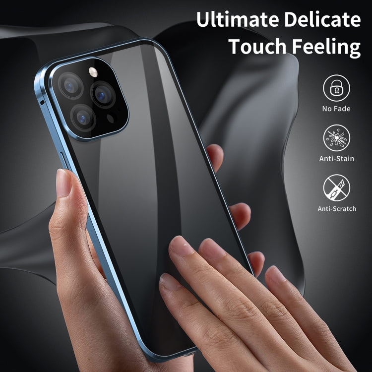 For iPhone 14 Pro Dual-Lock Anti-peeping Glass 360 Full Body Frosted Magnetic Phone Case