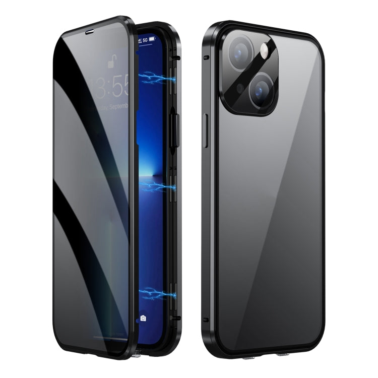 For iPhone 13 Dual-Lock Anti-peeping Glass 360 Full Body Frosted Magnetic Phone Case