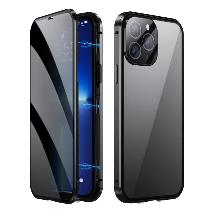 For iPhone 12 Pro Dual-Lock Anti-peeping Glass 360 Full Body Frosted Magnetic Phone Case