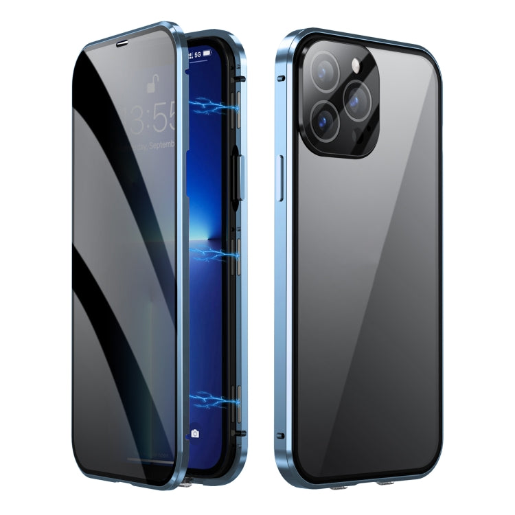 For iPhone 12 Pro Dual-Lock Anti-peeping Glass 360 Full Body Frosted Magnetic Phone Case