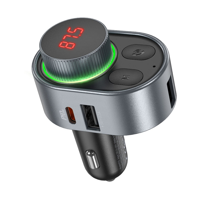 hoco E72 Alegria PD30W Car Bluetooth FM Transmitter(Metal Grey)