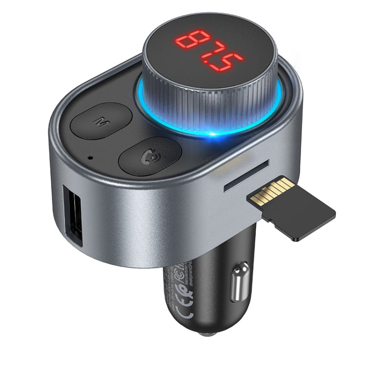 hoco E72 Alegria PD30W Car Bluetooth FM Transmitter(Metal Grey)