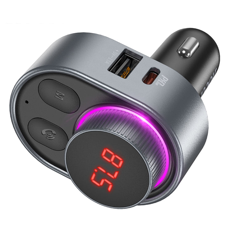 hoco E72 Alegria PD30W Car Bluetooth FM Transmitter(Metal Grey)