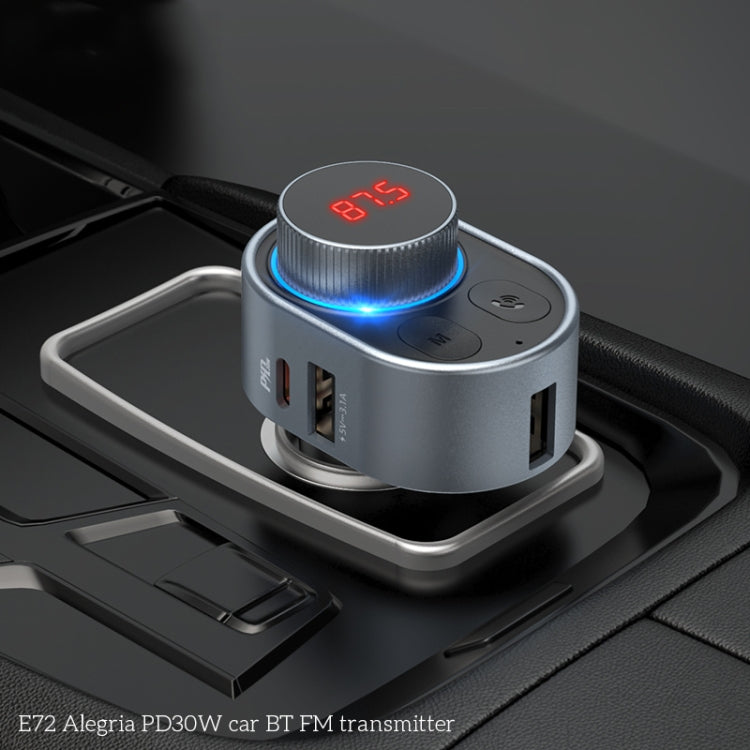 hoco E72 Alegria PD30W Car Bluetooth FM Transmitter(Metal Grey)