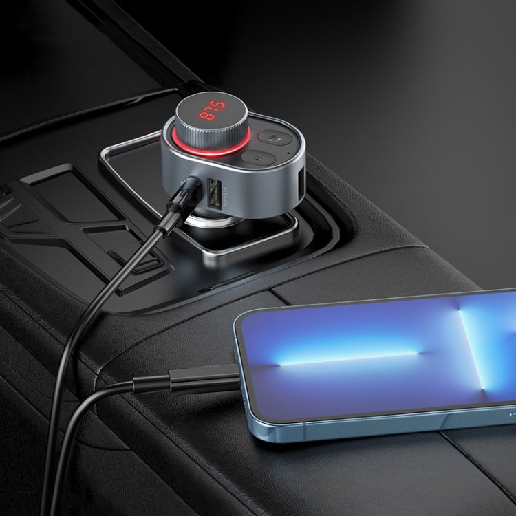 hoco E72 Alegria PD30W Car Bluetooth FM Transmitter(Metal Grey)
