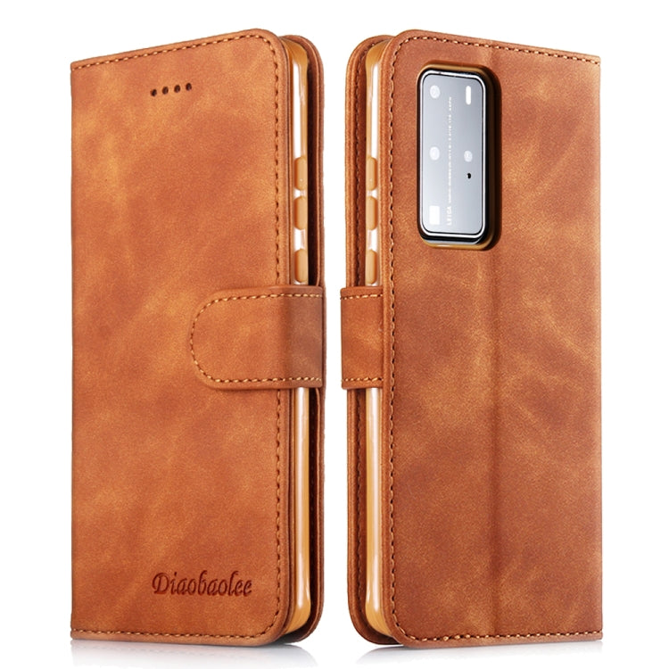 For Huawei P40 Diaobaolee Pure Fresh Texture Horizontal Flip Leather Case, with Holder & Card Slot & Wallet & Photo Frame
