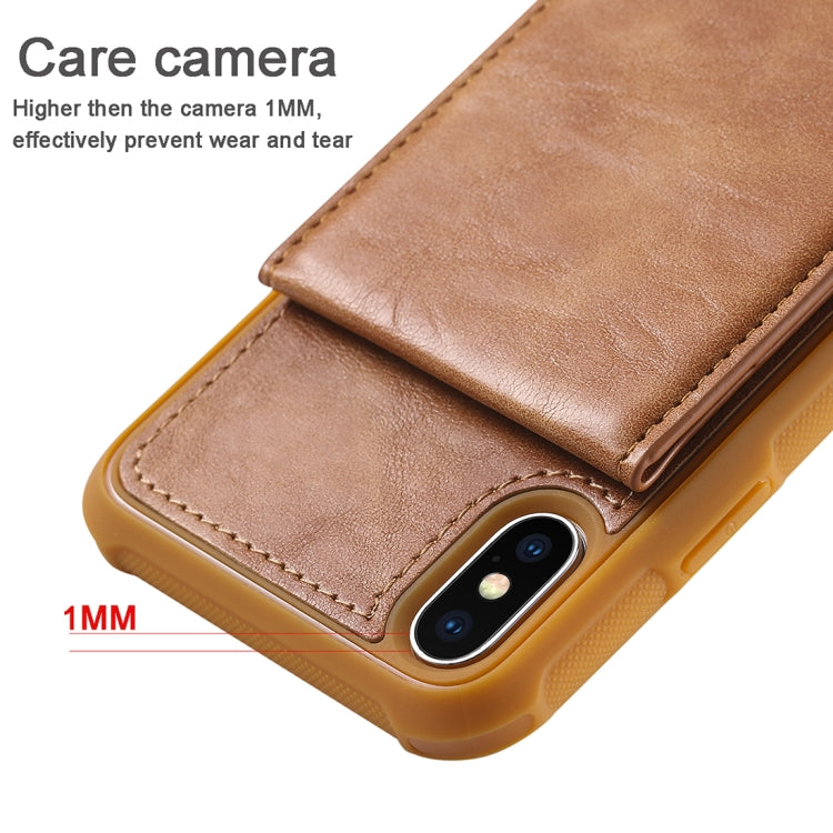 For iPhone X / XS Vertical Flip Shockproof Leather Protective Case with Short Rope, Support Card Slots & Bracket & Photo Holder & Wallet Function