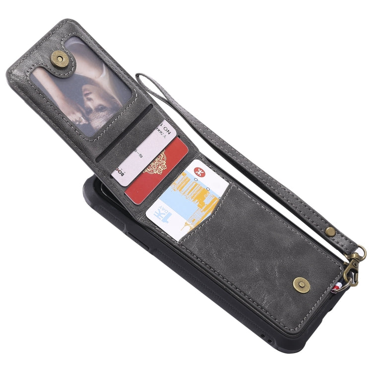 For iPhone X / XS Vertical Flip Shockproof Leather Protective Case with Short Rope, Support Card Slots & Bracket & Photo Holder & Wallet Function