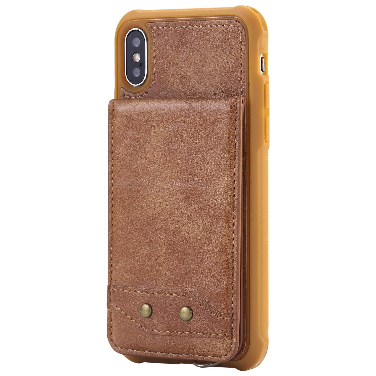 For iPhone X / XS Vertical Flip Shockproof Leather Protective Case with Short Rope, Support Card Slots & Bracket & Photo Holder & Wallet Function
