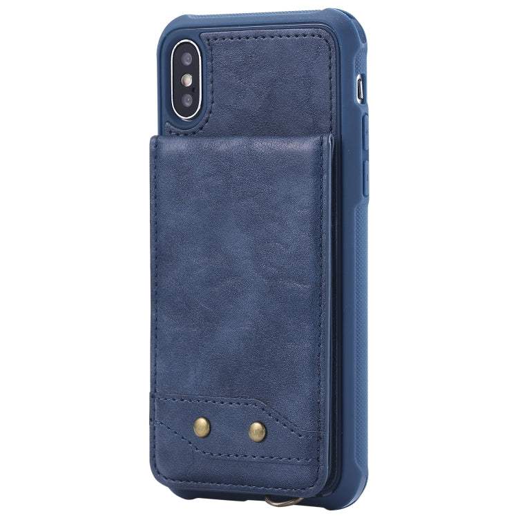 For iPhone X / XS Vertical Flip Shockproof Leather Protective Case with Short Rope, Support Card Slots & Bracket & Photo Holder & Wallet Function