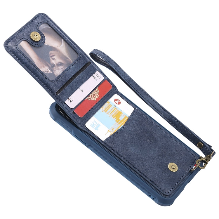 For iPhone X / XS Vertical Flip Shockproof Leather Protective Case with Short Rope, Support Card Slots & Bracket & Photo Holder & Wallet Function