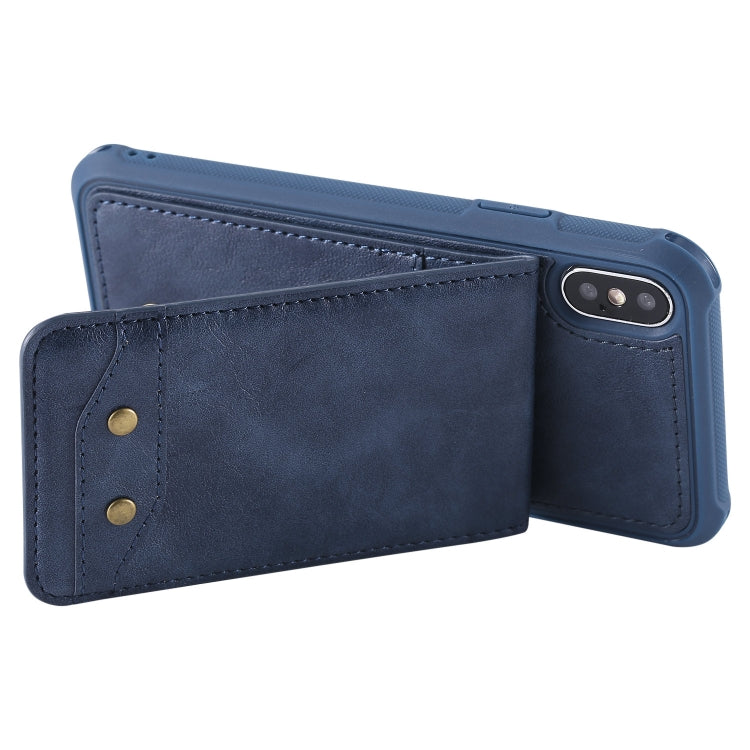 For iPhone X / XS Vertical Flip Shockproof Leather Protective Case with Short Rope, Support Card Slots & Bracket & Photo Holder & Wallet Function