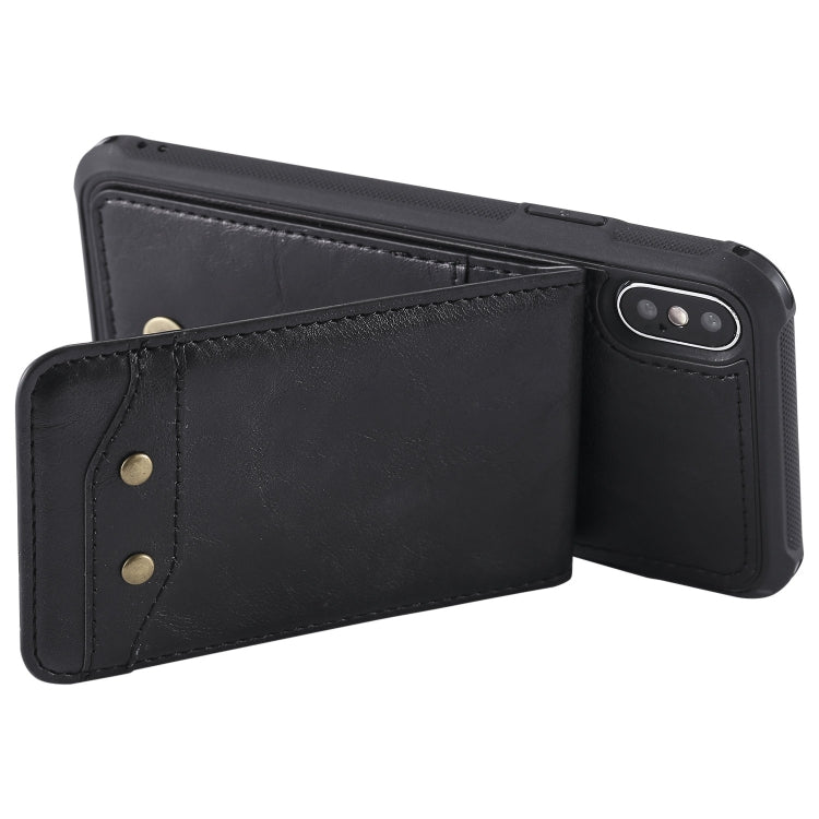 For iPhone X / XS Vertical Flip Shockproof Leather Protective Case with Short Rope, Support Card Slots & Bracket & Photo Holder & Wallet Function