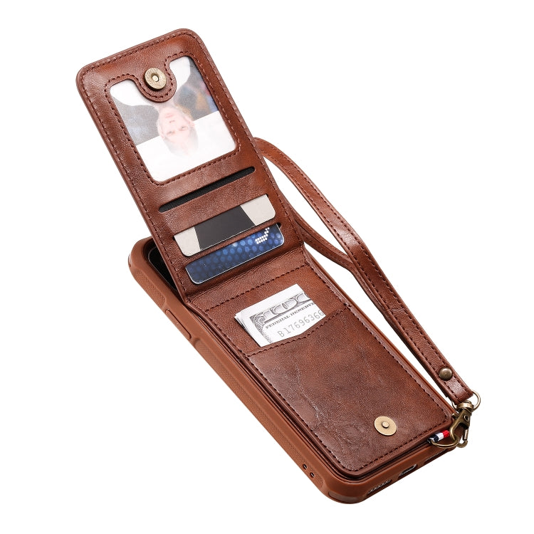 For iPhone 11 Vertical Flip Shockproof Leather Protective Case with Short Rope, Support Card Slots & Bracket & Photo Holder & Wallet Function