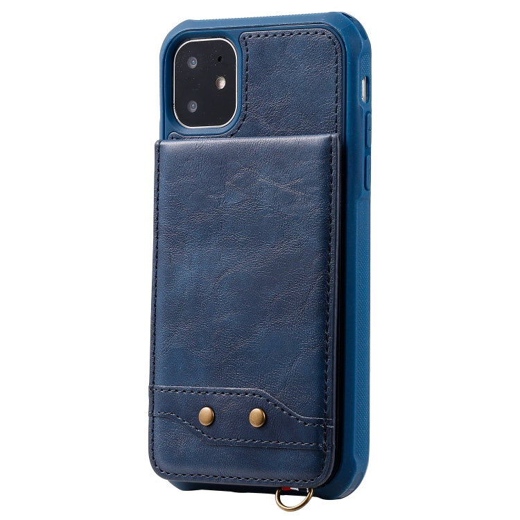 For iPhone 11 Vertical Flip Shockproof Leather Protective Case with Short Rope, Support Card Slots & Bracket & Photo Holder & Wallet Function