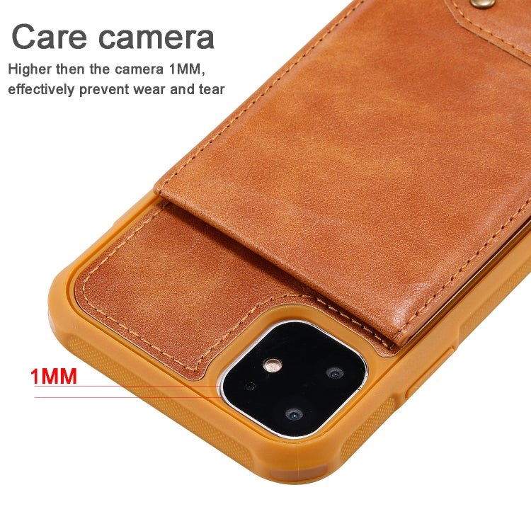 For iPhone 11 Vertical Flip Shockproof Leather Protective Case with Short Rope, Support Card Slots & Bracket & Photo Holder & Wallet Function